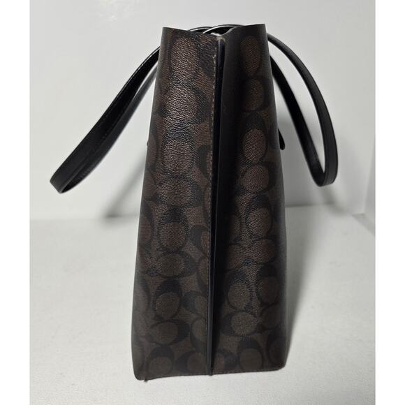 COACH Signature Dark Brown Black Mollie Tote Bag 1665 Pre-Owned - Picture 8 of 16